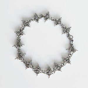 Unique gothic spikes chainmail silver bracelet ✦ handmade star bracelet ✦